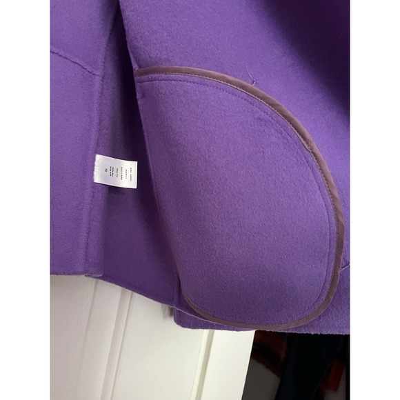 Talbots Purple 90% Wool Open Front Jacket Blazer, Small Petite Pockets Fall - Picture 4 of 7